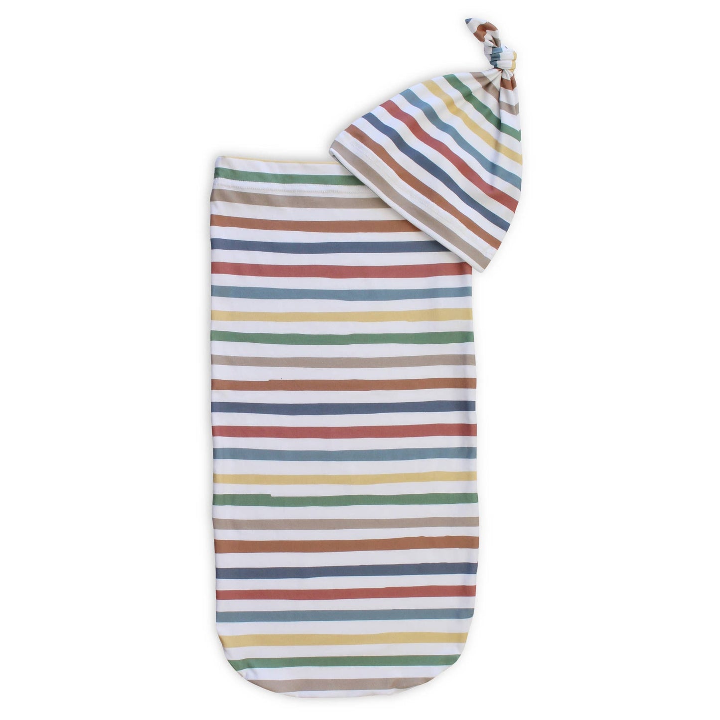 Cutie Cocoon™ - Dusty Rainbow Stripe + Hat Set