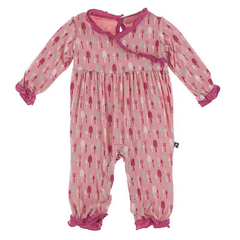 Last One - Size 0/3 Months: Kimono Ruffle Romper - Strawberry Garden Tools