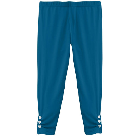 Leggings wiith Heart Buttons - Cerulean Blue