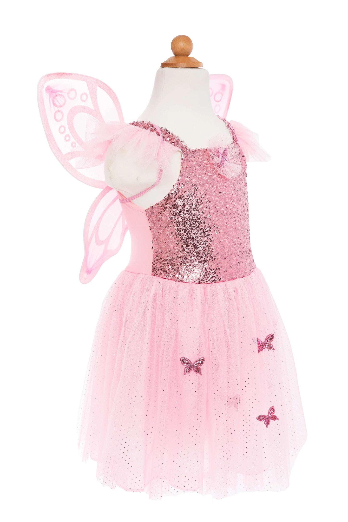 Dress Up - Vestido de mariposa de lentejuelas rosa con alas