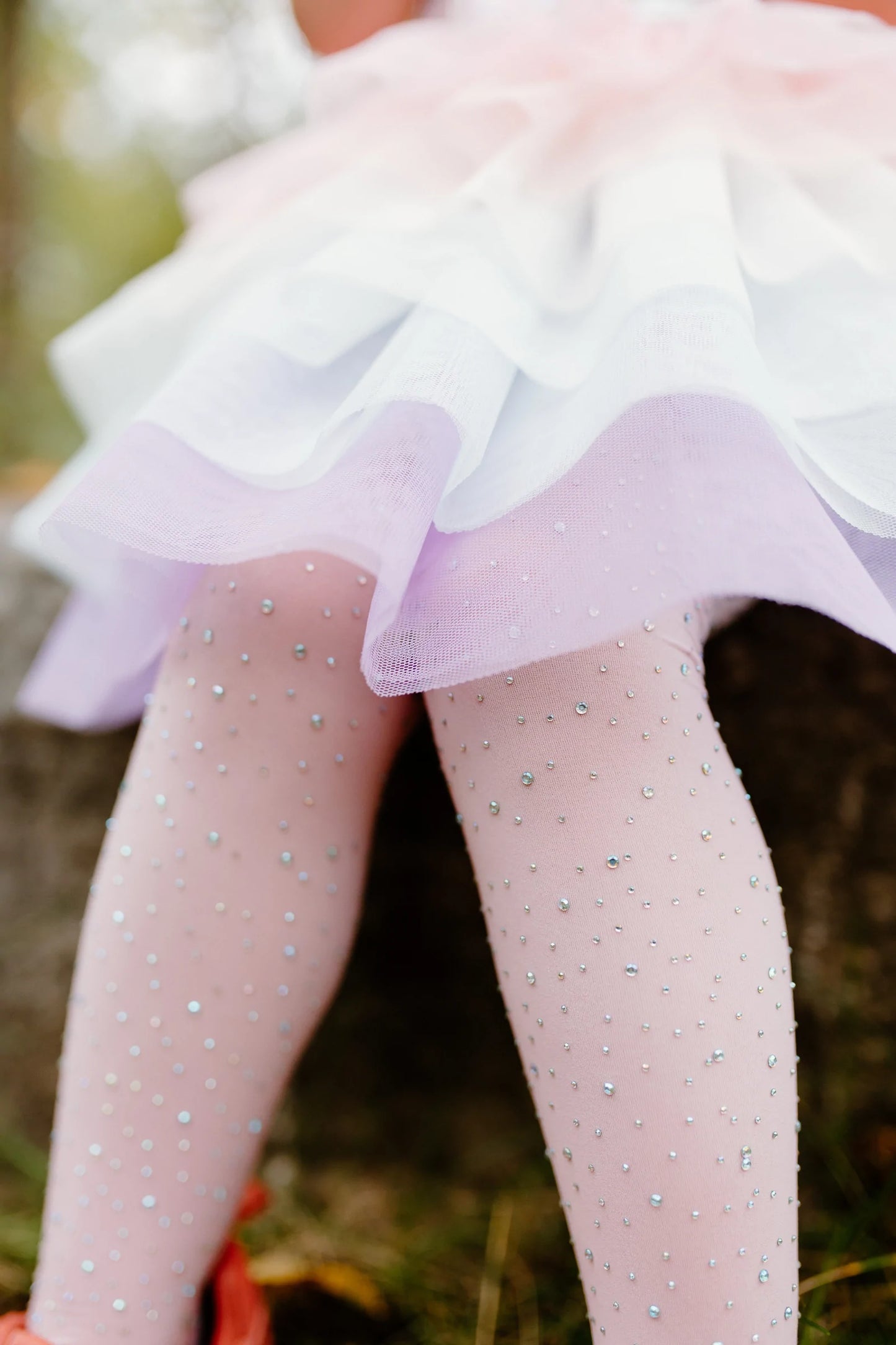 Dress Up - Rhinestone Tights (Ombre: White & Light Pink)