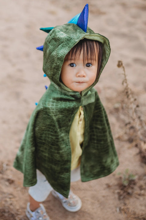 Dress Up - Dragon Cape with Hood Green/Blue Spikes