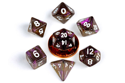 Polyhedral Dice Set - 10mm Mini Dice (Stardust Super Volcano)