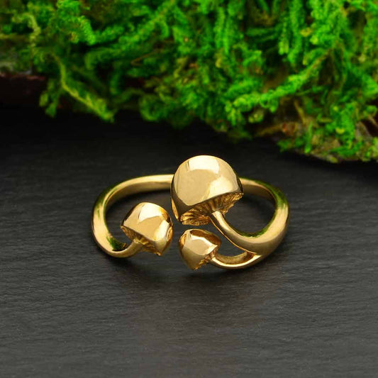 Ring - Adjustable Three Mushroom Bronze