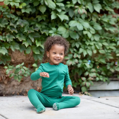 Footie (Zipper) - Billiard Ribbed Knit Bamboo