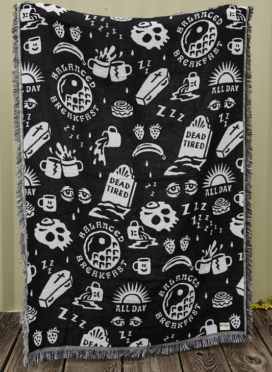 Cotton Blanket - Dead Tired Coffee Graphic Pattern