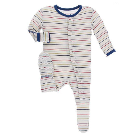 Last One - Size 18/24 Months: Footie (Snaps/Zipper) - Everyday Heroes Multistripe