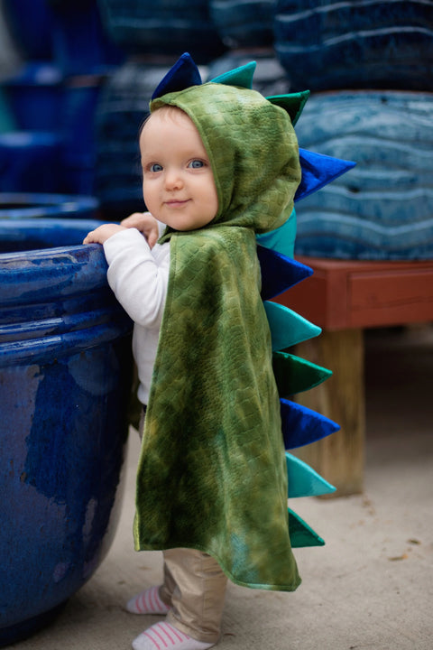 Dress Up - Dragon Cape with Hood Green/Blue Spikes