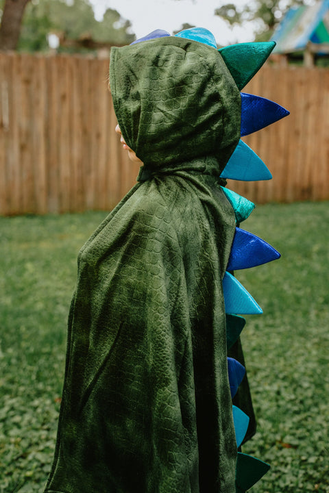 Dress Up - Dragon Cape with Hood Green/Blue Spikes