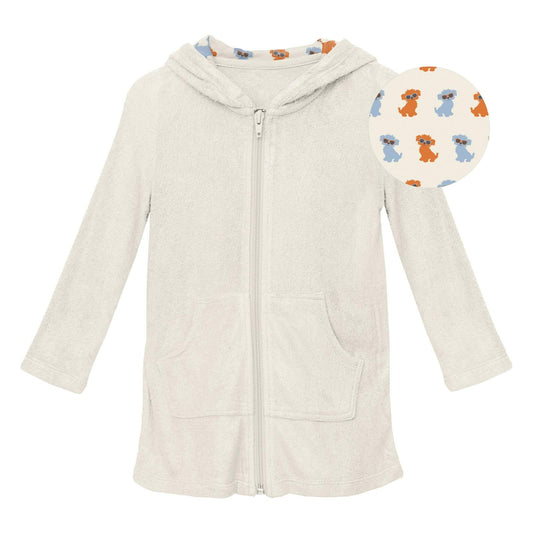 After Swim Robe (Zip Front) - Natural with Natural Beach Pup