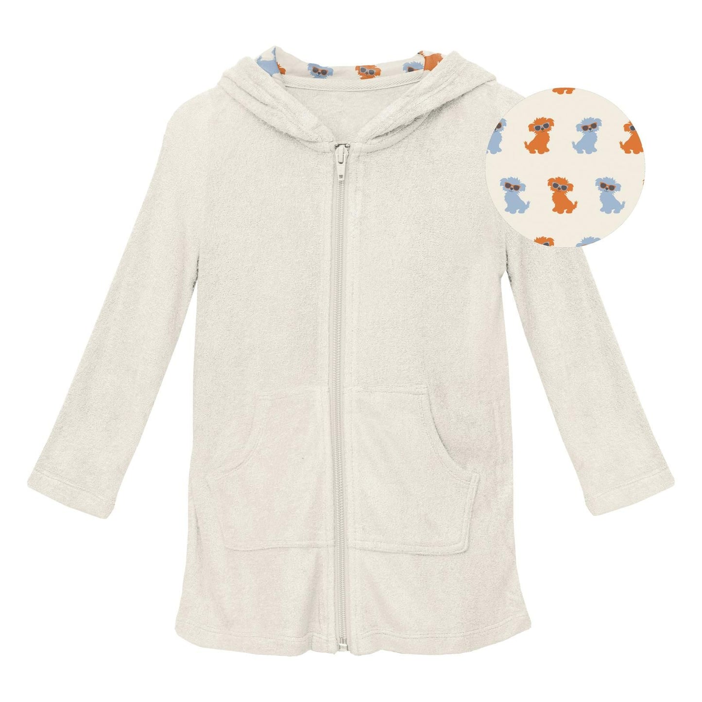 After Swim Robe (Zip Front) - Natural with Natural Beach Pup