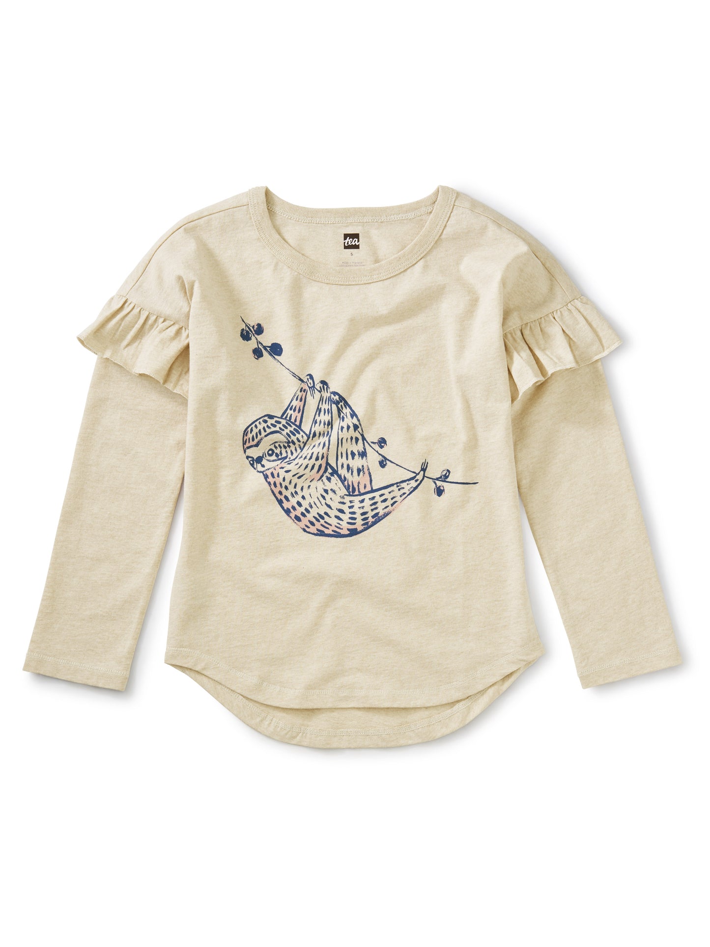 Tee (Long Sleeve Ruffled) - Hanging Out Sloth