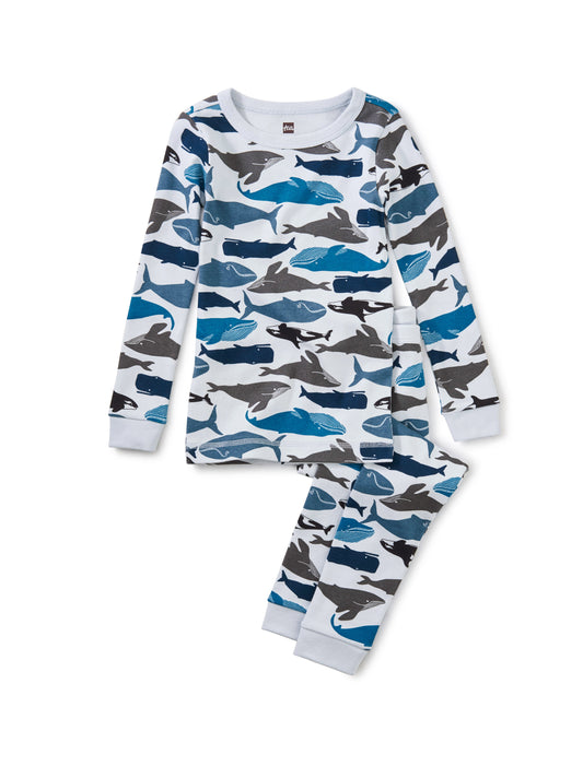 Last One - 2T: 2 Piece Pajamas (Long Sleeve) - Whale Pod