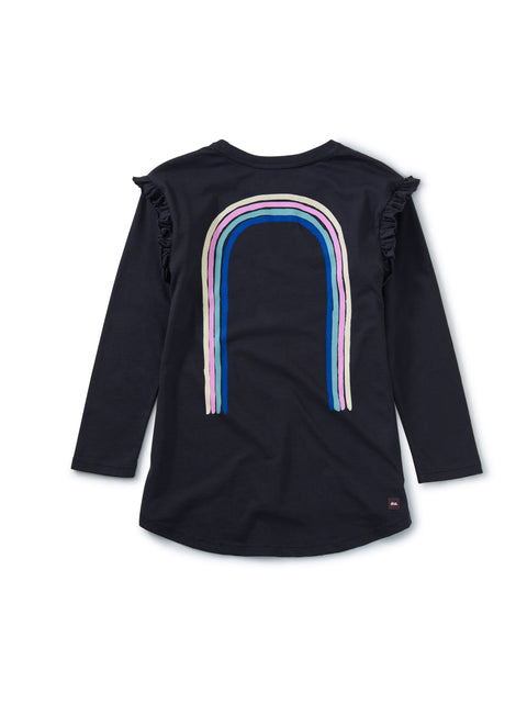 Tee (Long Sleeve Ruffle) - Metallic Rainbow