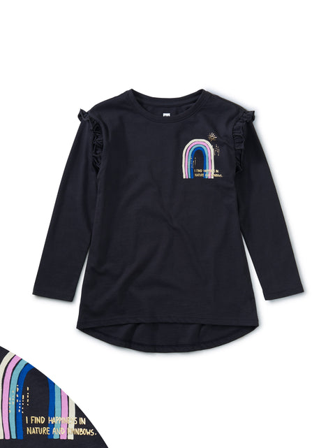 Tee (Long Sleeve Ruffle) - Metallic Rainbow