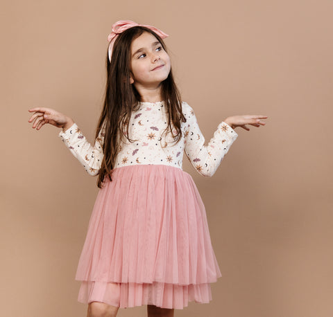 Last One - Size 2T: Tulle Tutu Dress (Long Sleeve) - Boho Celestial