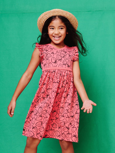 Last One - Size 2T: Wrap Neck Dress (Youth) - Strawberries