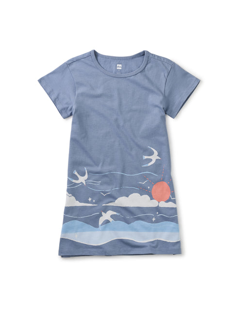 Last One - Size 2T: T-Shirt Dress (Youth) - Wave Border