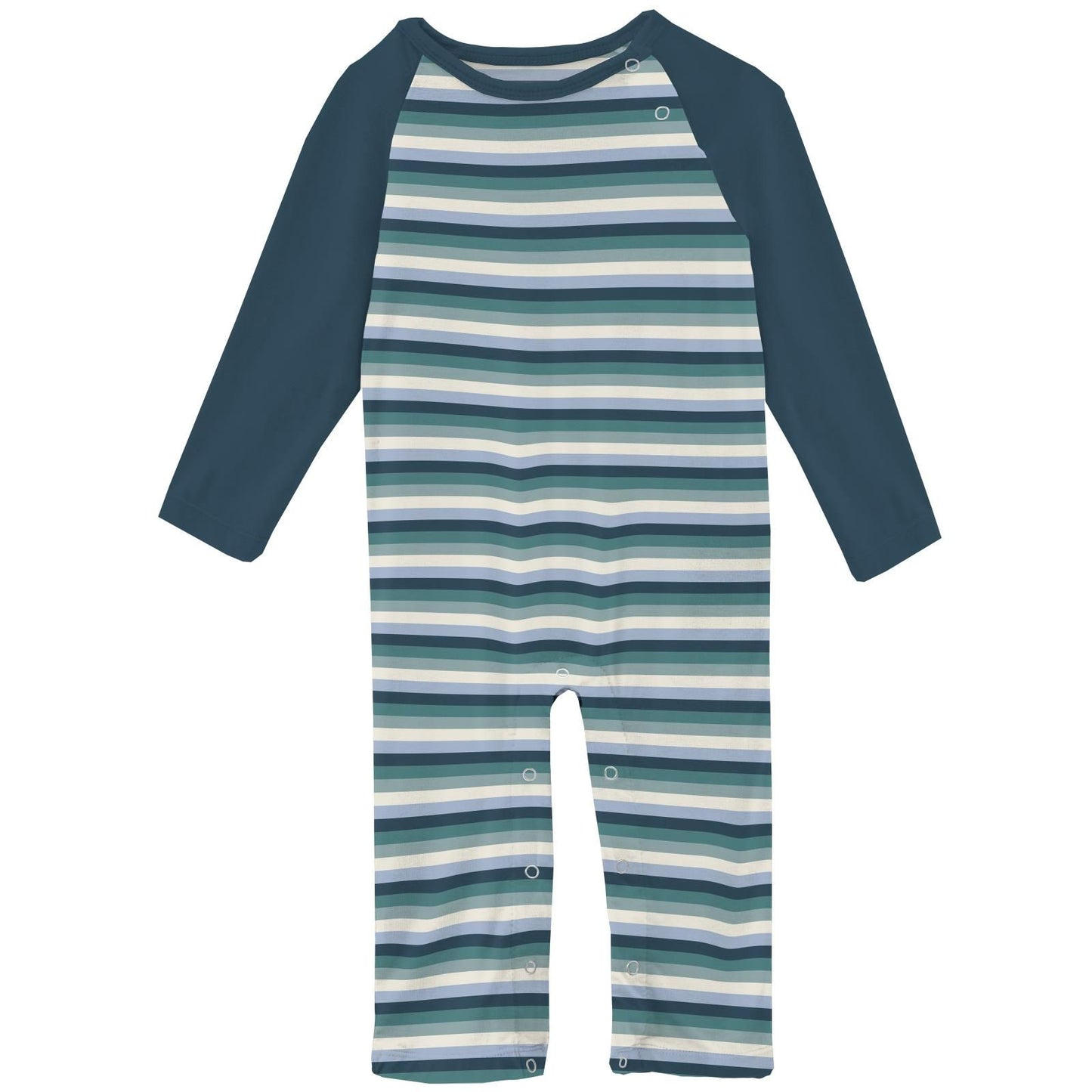 Raglan Romper (Long Sleeve) - Dino Stripe