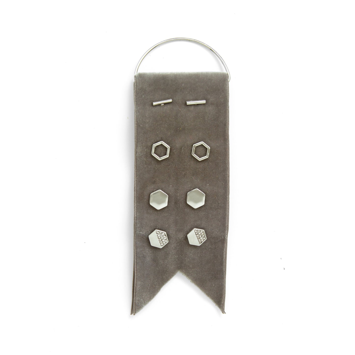 Earrings - 4 Set Geometric On Grey Velvet Hanger