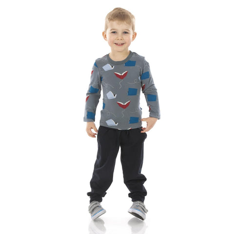 Crew Neck Tee (Easy Fit + Long Sleeve) - Slate Flying Books