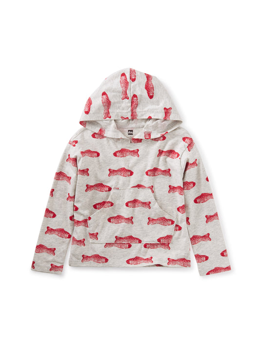 Hooded Tee With Front Pocket (Long Sleeve) - Fresh Fish Red