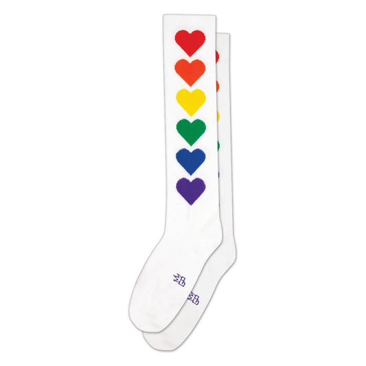 Socks (Knee) - Rainbow Hearts