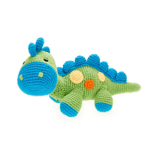 Yarn Rattle - Green Steggy Dinosaur
