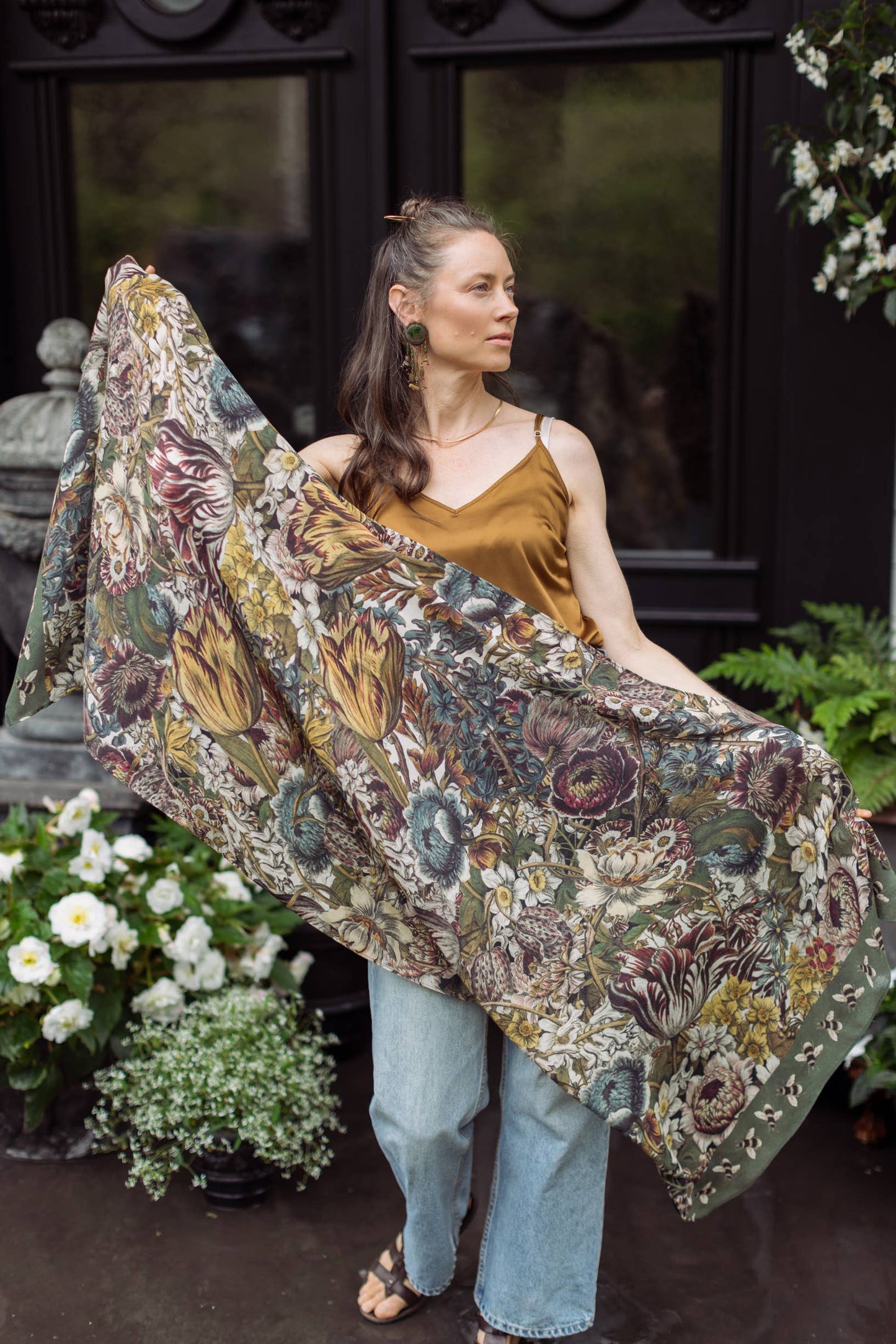 Scarf (Bamboo) - Love Grows Wild Floral With Bees