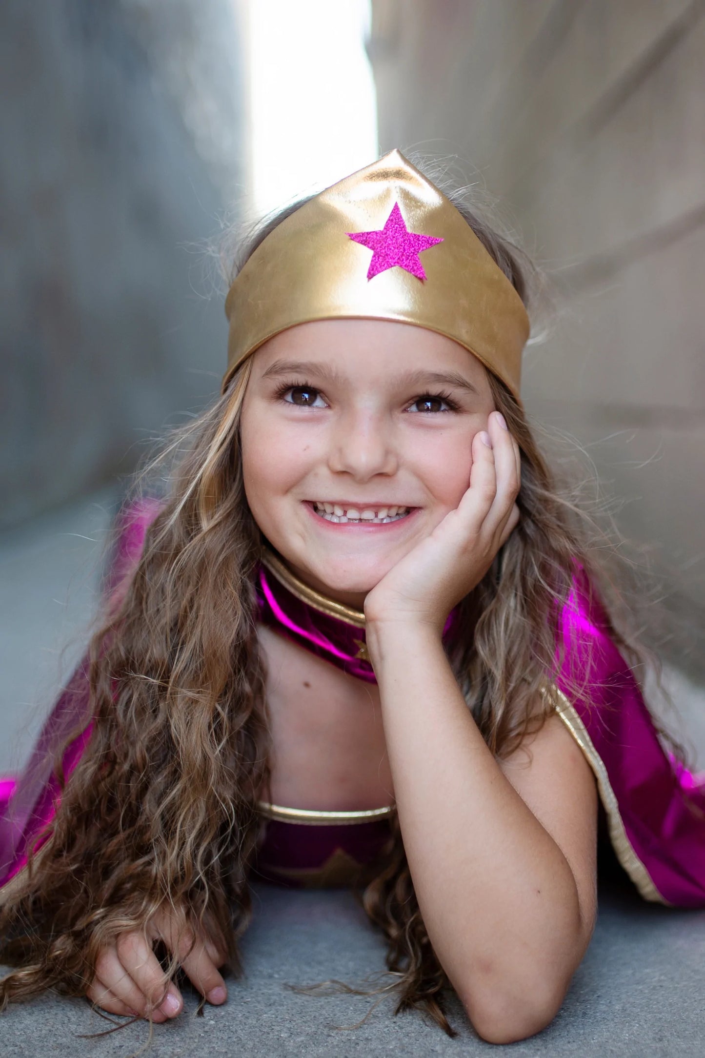 Dress Up - Superhero Star Dress, Cape, & Headpiece (Pink/Purple)