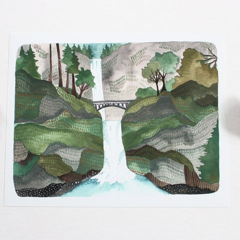 Impresión de arte - Multnomah Falls 8"x10" (Paisaje)