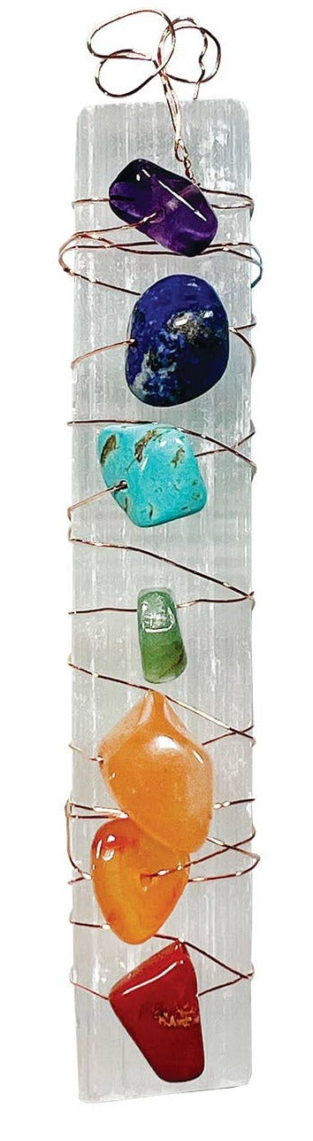 Selenite Wand - Copper + Chakra Stone Wrapped