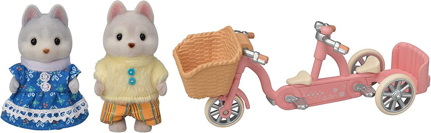 Calico Critters - Tandem Cycling Set Husky Sister & Brother