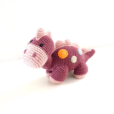 Organic Yarn Rattle - Purple Dino Steggy