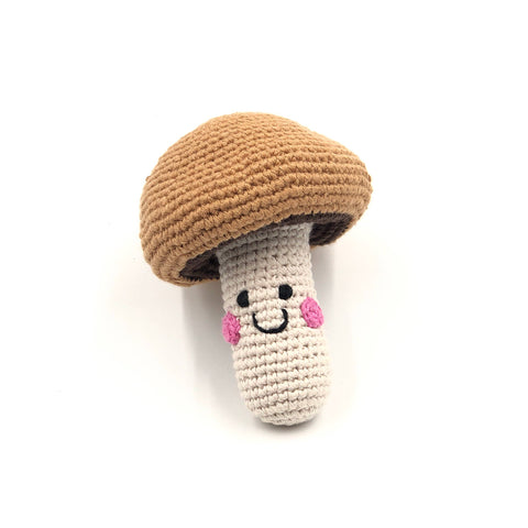 Yarn Rattle - Brown Friendly Mushroom