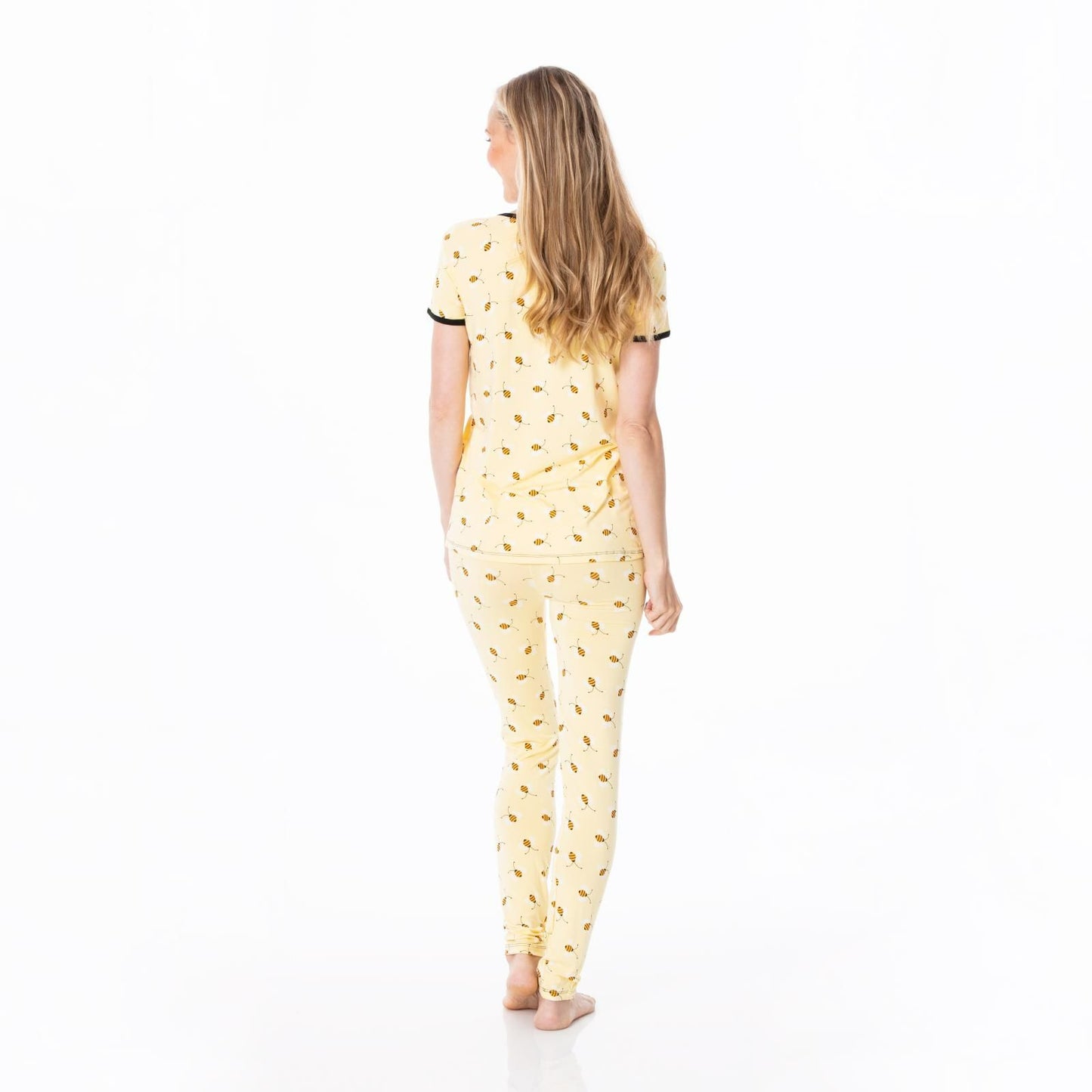 Women's Fitted Pajama Set (Short Sleeve) - Wallaby Bees