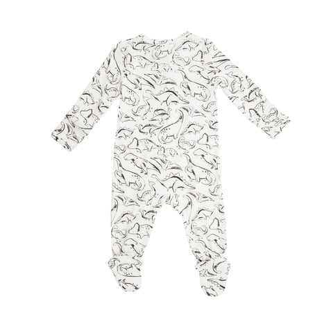 Footie (Zipper) - Black Dino