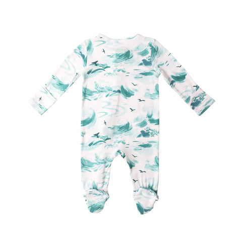 Footie (Zipper) - Ocean Waves