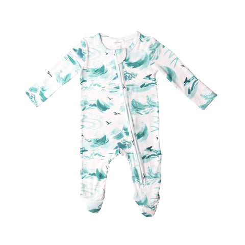 Footie (Zipper) - Ocean Waves