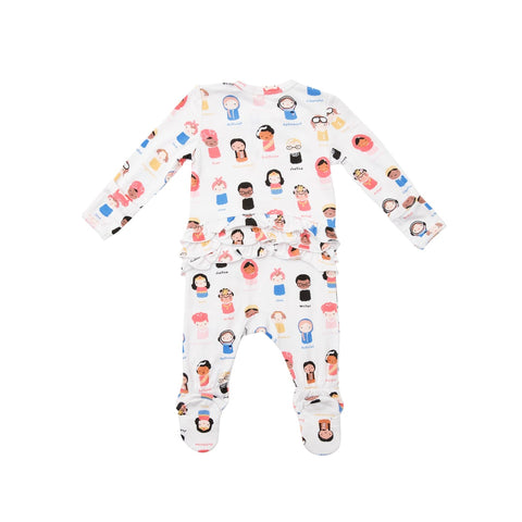 Last One - Size 18/24M: Ruffle Footie (Zipper) - Baby Feminist