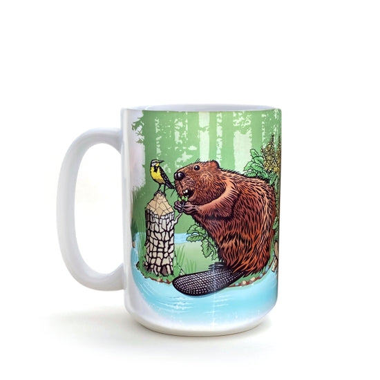 Mug (Ceramic) - Beaver and Oregon Grape 15 Oz.
