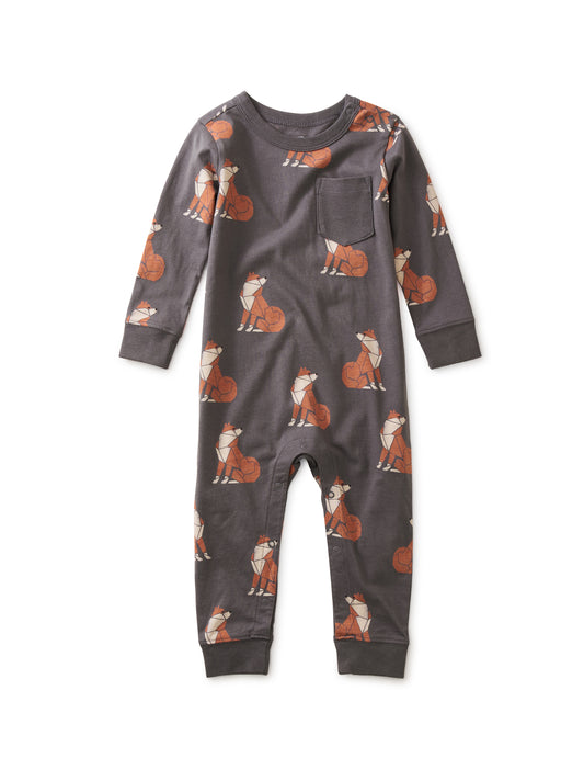 Pocket Baby Romper (Long Sleeve) - Origami Shiba Inu