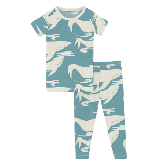 2 Piece Pajama Set (Short Sleeve) - Glacier Cloud Whales