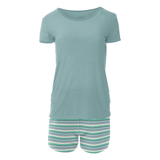 Women's Fitted Pajama with Shorts - April Showers Stripe