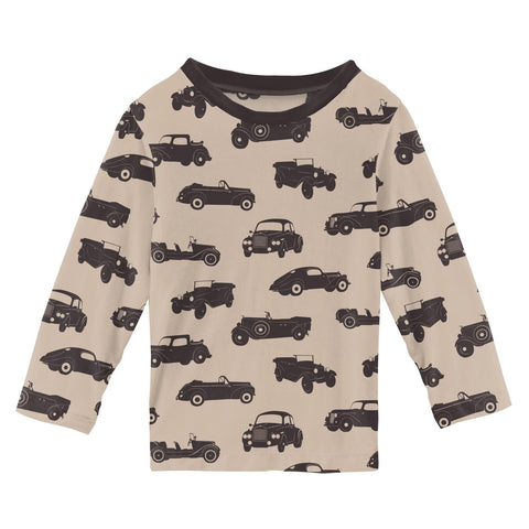 Crew Neck Tee (Easy Fit + Long Sleeve) - Burlap Vintage Cars