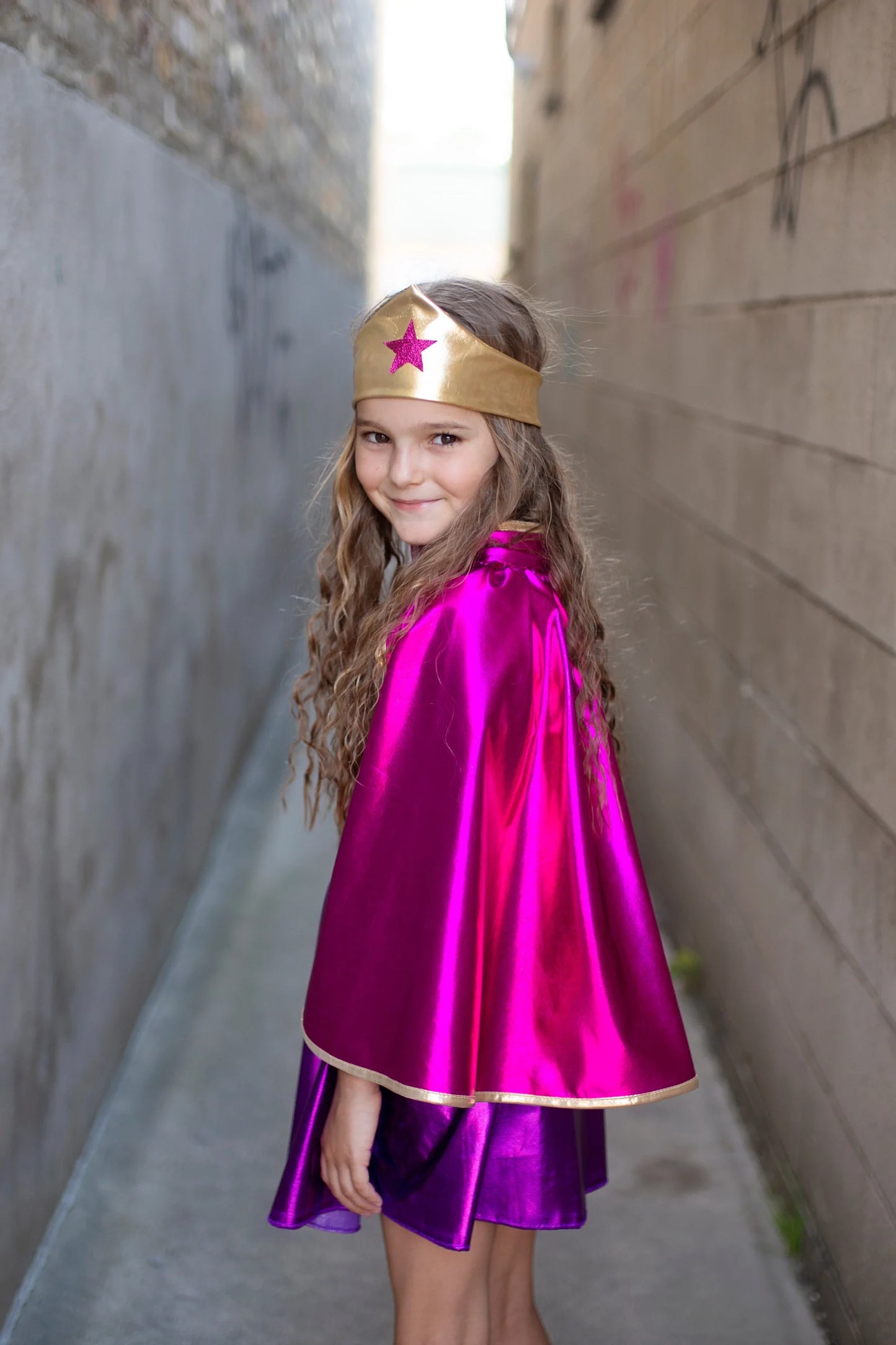 Dress Up - Superhero Star Dress, Cape, & Headpiece (Pink/Purple)