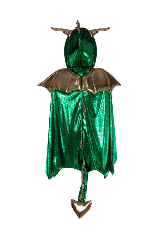 Dress Up - Dragon Cape With Hood Green/Gold