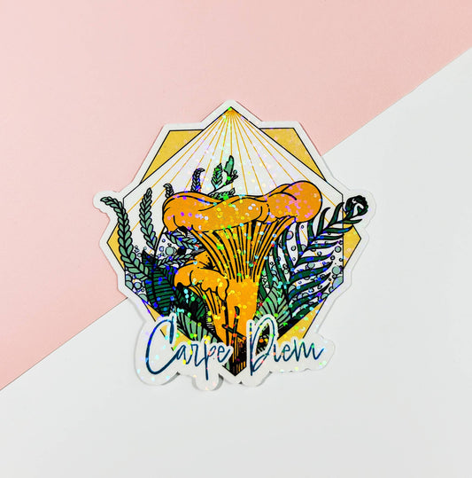 Sticker - Carpe Diem Chanterelle | Cute Mushroom