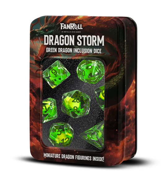 Dragon Storm Inclusion Resin Dice Set - Green Dragon