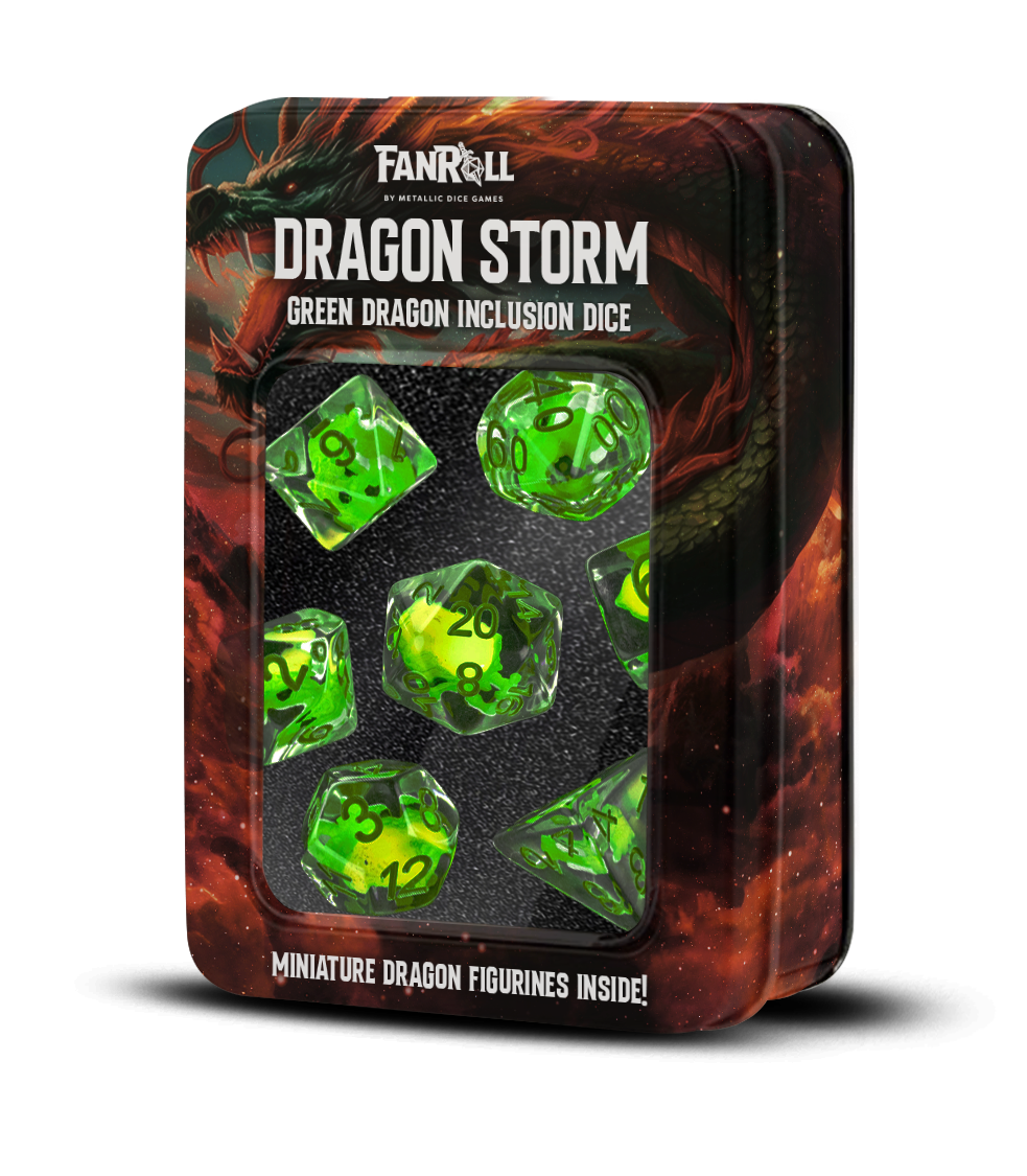 Dragon Storm Inclusion Resin Dice Set - Green Dragon